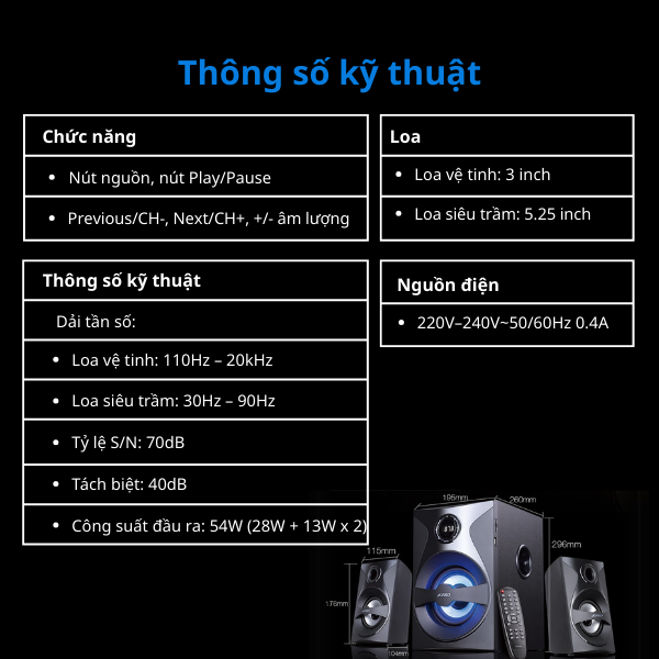 Loa Fenda F380X 2.1 Bluetooth, FM