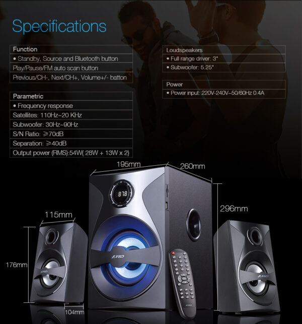Loa Fenda F380X 2.1 Bluetooth, FM