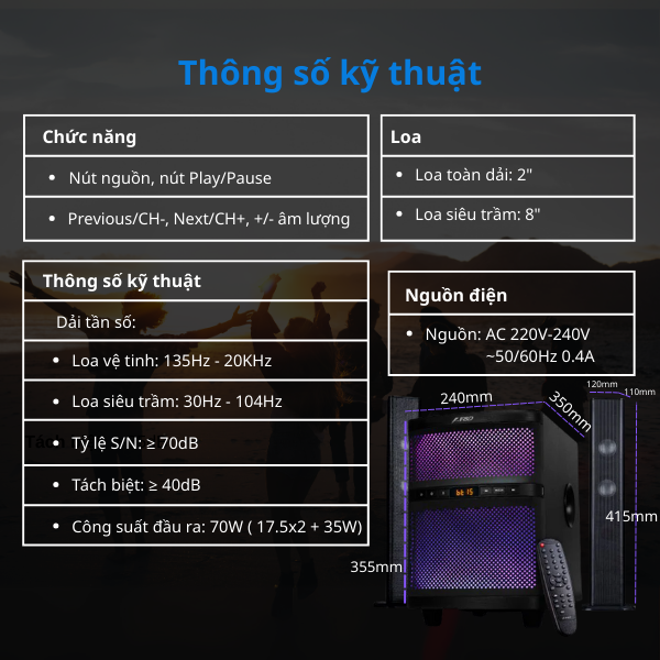 Loa Fenda T-220X Bluetooth, FM