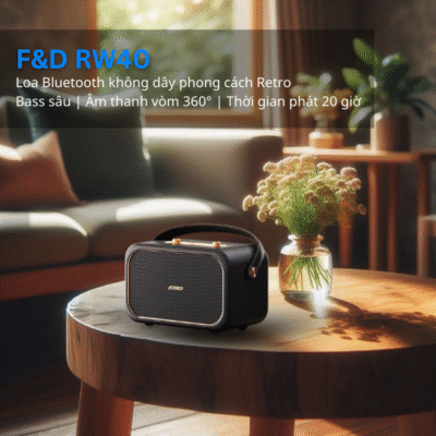 Loa Bluetooth F&D RW40 – Thiết Kế Retro, Âm Thanh 360°, Pin 20H