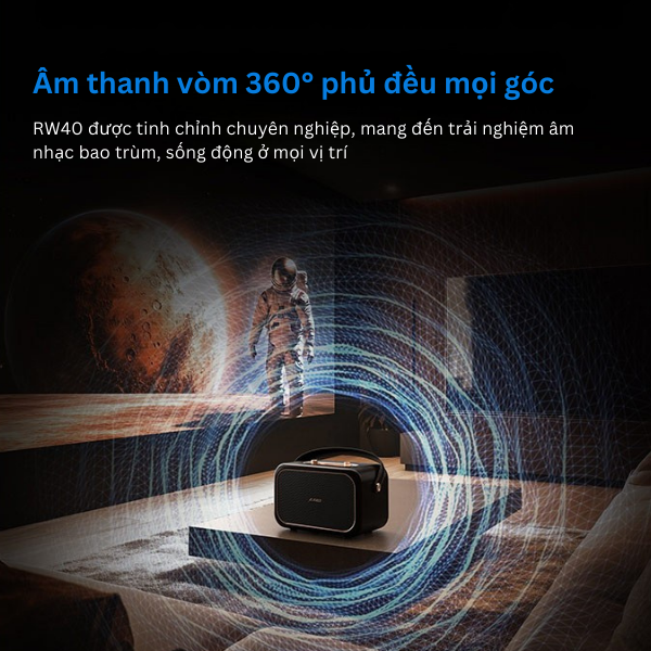 Loa Bluetooth F&D RW40 – Thiết Kế Retro, Âm Thanh 360°, Pin 20H