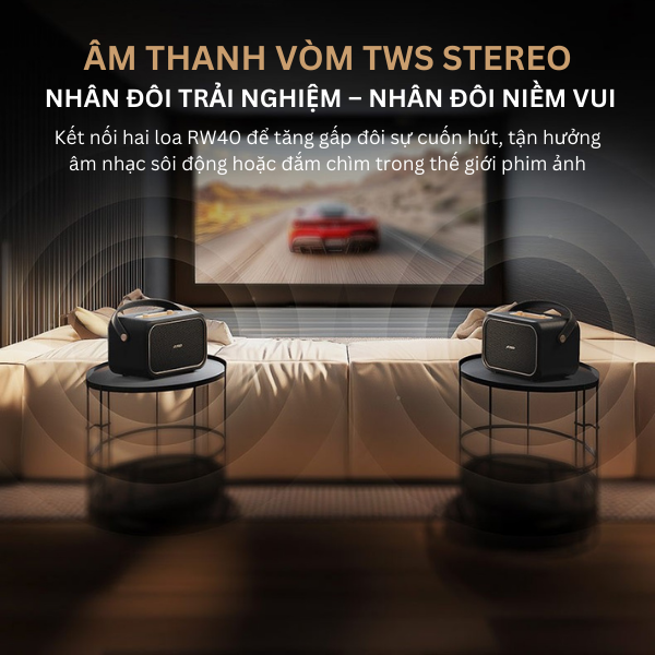 Loa Bluetooth F&D RW40 – Thiết Kế Retro, Âm Thanh 360°, Pin 20H