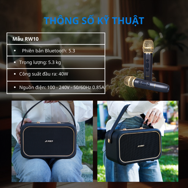 Loa Bluetooth F&D RW40 – Thiết Kế Retro, Âm Thanh 360°, Pin 20H
