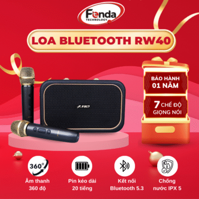 Loa Bluetooth F&D RW40 – Thiết Kế Retro, Âm Thanh 360°, Pin 20H