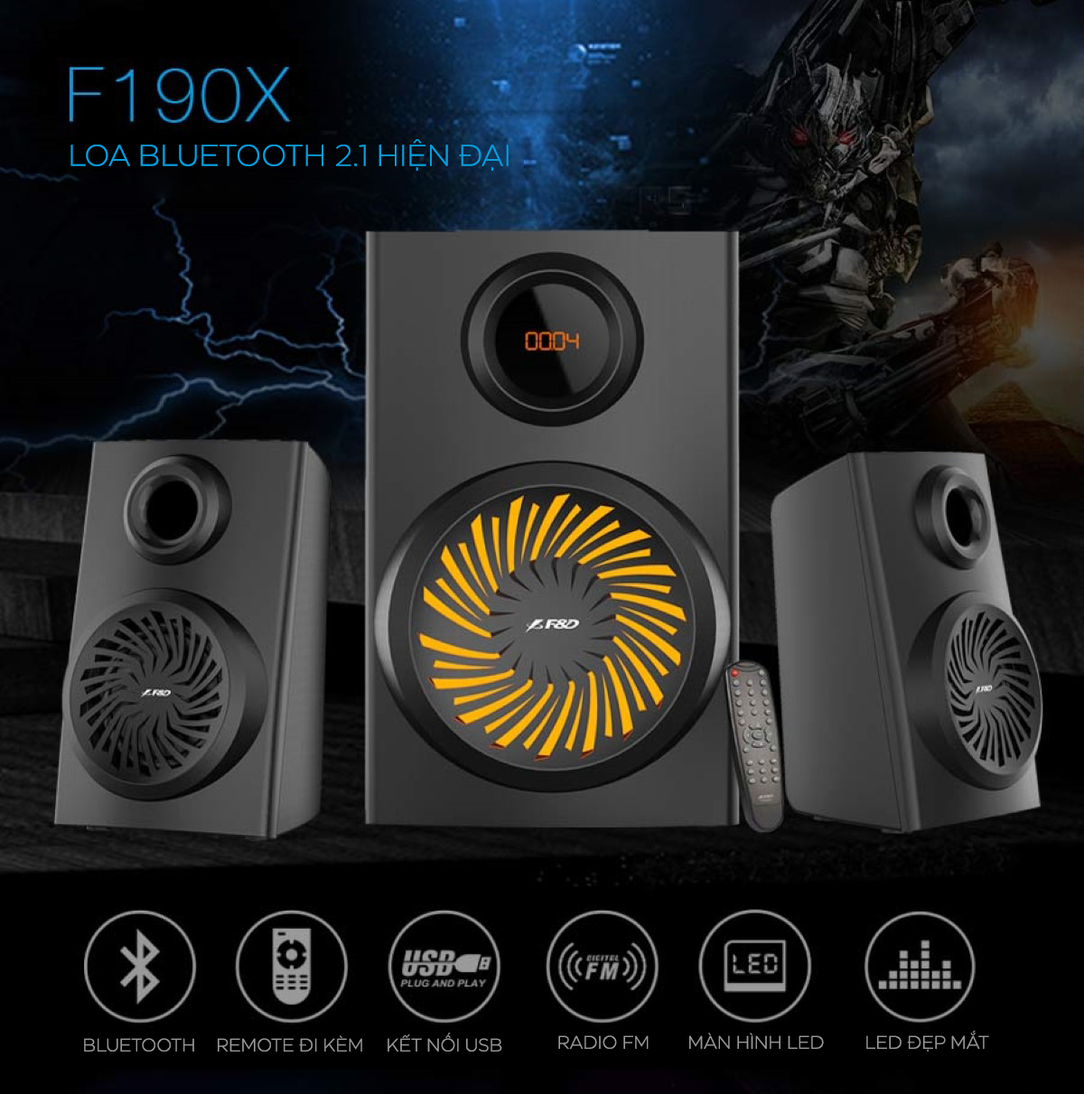 Loa Fenda F190X 2.1 Bluetooth, FM