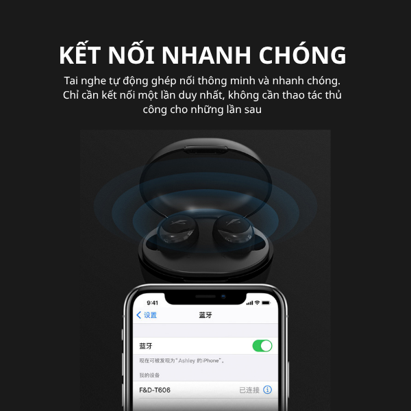 Tai Nghe Bluetooth Fenda E1 (T606) – True Wireless Nhỏ Gọn, Bluetooth 5.0, Pin Lâu