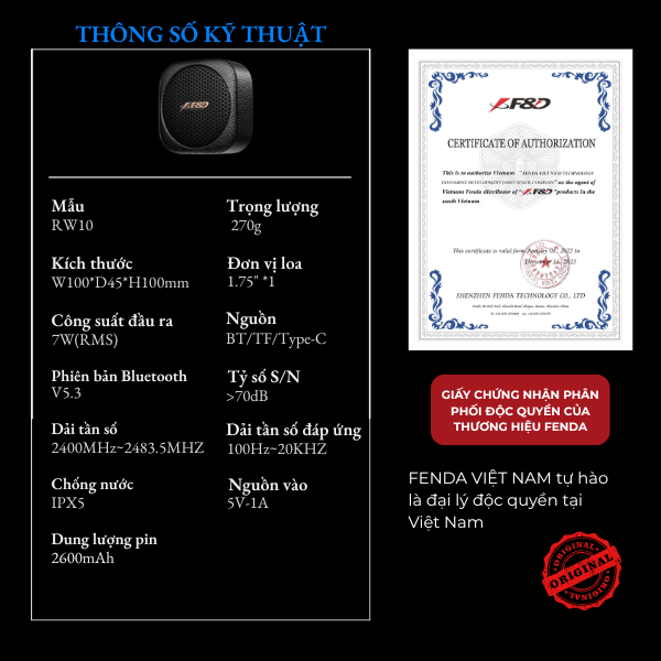 Loa Bluetooth F&D RW10 – Loa Retro Nhỏ Gọn, Âm Thanh Mạnh Mẽ, Pin Trâu 12 Giờ