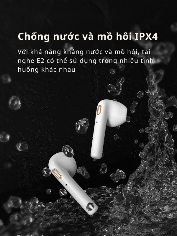 Tai Nghe Bluetooth True Wireless E2 – Bluetooth 5.1, Âm Thanh Sống Động, Sạc Type-C