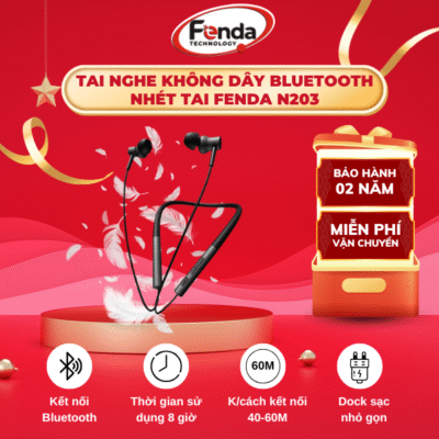 Tai Nghe Không Dây Nhét Tai Thể Thao Fenda N203 – Bluetooth 5.0, Âm Thanh Sống Động, Pin 8 Giờ