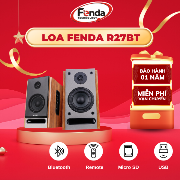 Loa Máy Tính Fenda R27BT/2.0 – Loa Gỗ 50W, Bluetooth 5.0, Âm Thanh Studio Chuẩn