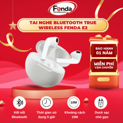Tai Nghe Bluetooth True Wireless E2 – Bluetooth 5.1, Âm Thanh Sống Động, Sạc Type-C