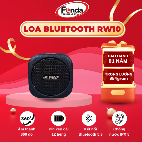 Loa Bluetooth F&D RW10 – Loa Retro Nhỏ Gọn, Âm Thanh Mạnh Mẽ, Pin Trâu 12 Giờ