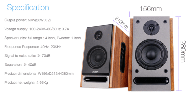 Loa Máy Tính Fenda R27BT/2.0 – Loa Gỗ 50W, Bluetooth 5.0, Âm Thanh Studio Chuẩn